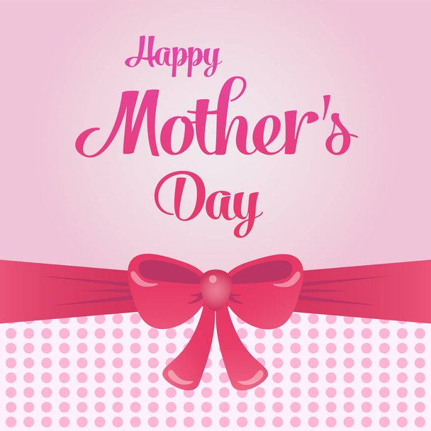 Pink greeting card with bow and Happy mother s day lettering background or brochure template. Vector illustration. - ベクター画像