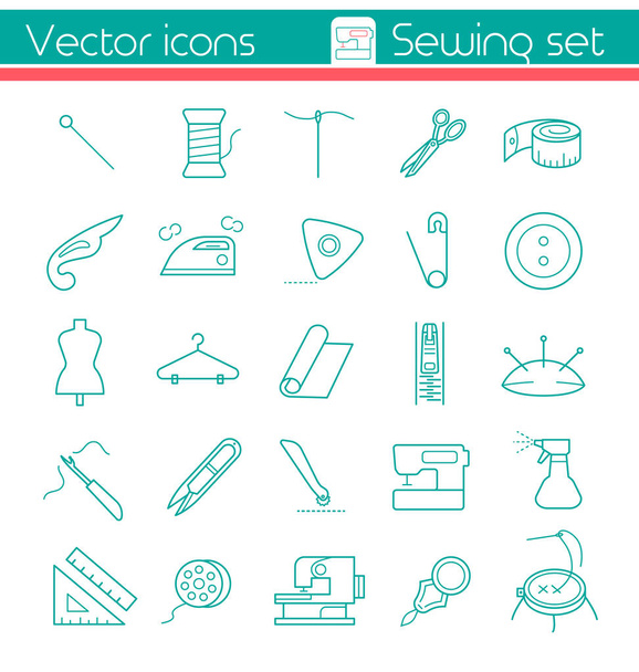Sewing set, Line vector icons, Simple infographic illustration. - Vector, Image
