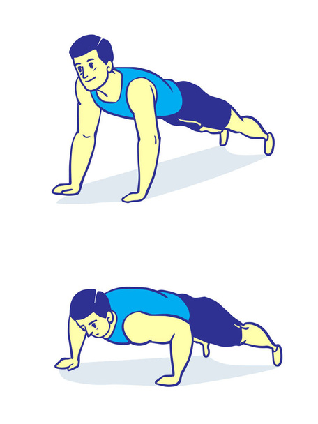 Man push up in two step, Simple vector illustration. - Vector, Image