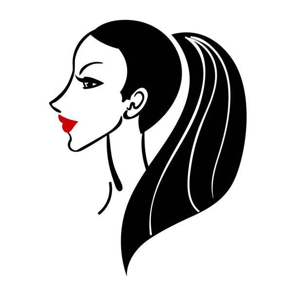 女性の長い髪のスタイル アイコンのベクトル イラスト - ベクター画像