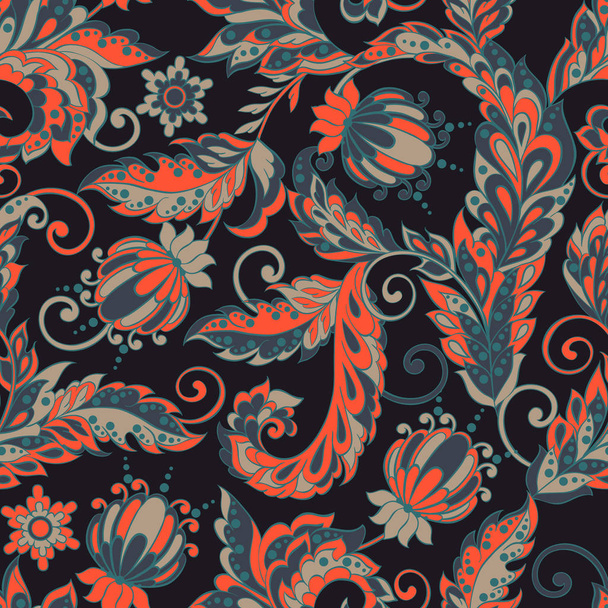 vintage floral seamless pattern in indian batik style - Vektor, obrázek