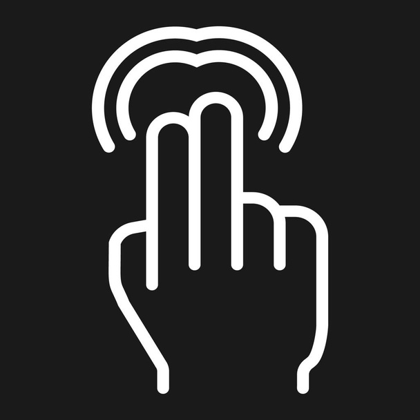2 finger Double tap line icon, touch and hand gestures, mobile interface vector graphics, a linear pattern on a black background, eps 10. - Vector, Image