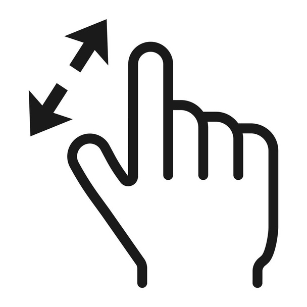 2 dita zoom nell'icona della linea, gesti touch and hand, grafica vettoriale dell'interfaccia mobile, un modello lineare su uno sfondo bianco, eps 10
. - Vettoriali, immagini