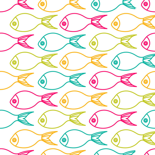 Vector seamless pattern with color fishes - ベクター画像