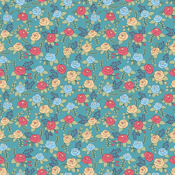 Stylized roses. Vector seamless pattern - Vecteur, image