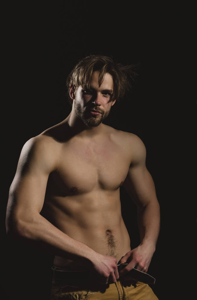 Handsome man with naked, muscular torso with six packs - Фото, зображення