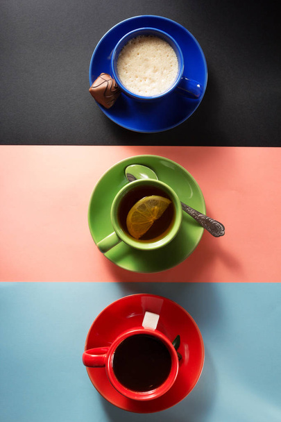 cup of coffee and tea on paper  - Zdjęcie, obraz