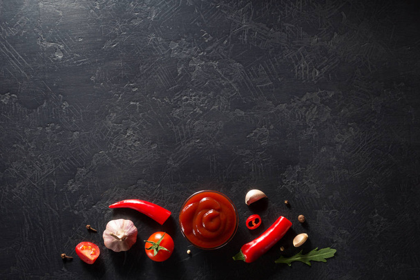 tomato sauce with ingredients - Photo, image