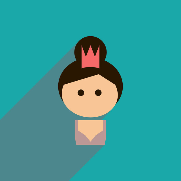 flat icon with long shadow girl princess - Vector, Image