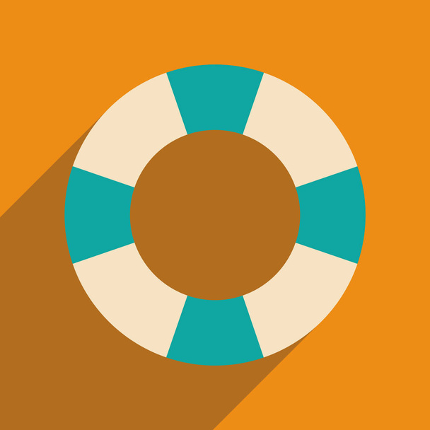 Uzun gölge Lifebuoy düz web simgesi - Vektör, Görsel