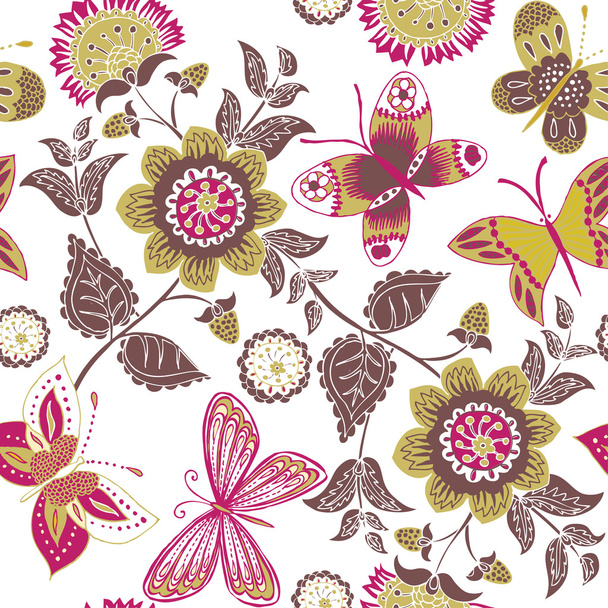 Floral summery seamless pattern - Vector, Image