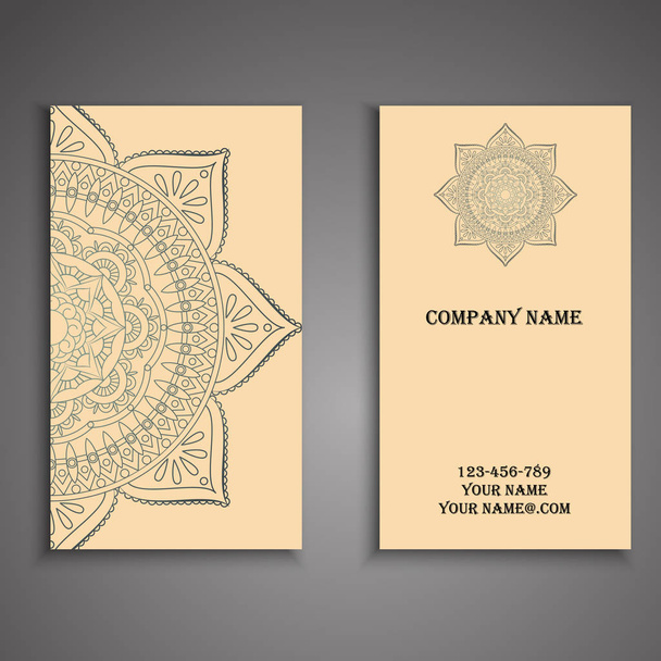 Névjegykártya és üzleti kártya, mandala design elem beállítása  - Vektor, kép
