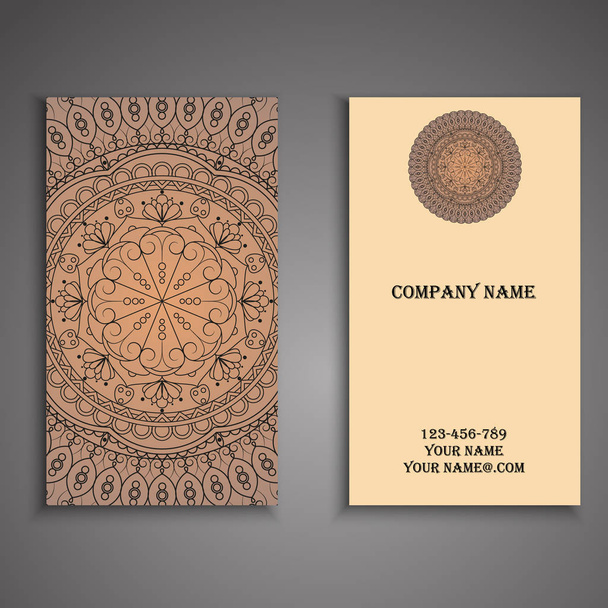 Visitekaartje en visitekaartje ingesteld met mandala ontwerpelement  - Vector, afbeelding