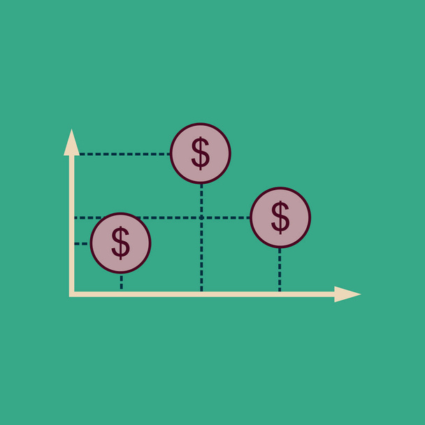Platte web pictogram op een stijlvolle achtergrond geld grafiek - Vector, afbeelding
