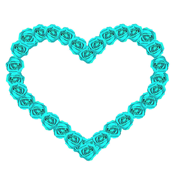 Heart Frame with Aqua Blue Roses - Photo, Image