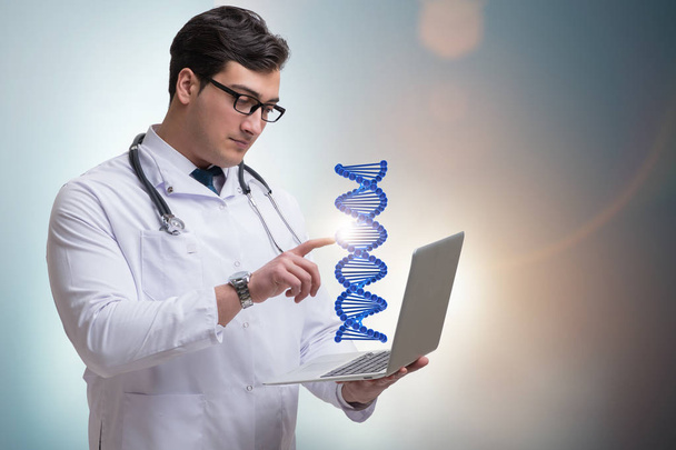 Mladý studentský vědec studující strukturu DNA - Fotografie, Obrázek
