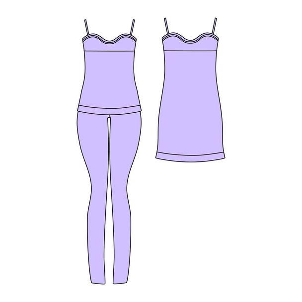  pajamas jersey. shorts and top.  clothes. Women's homewear. - Vektor, kép