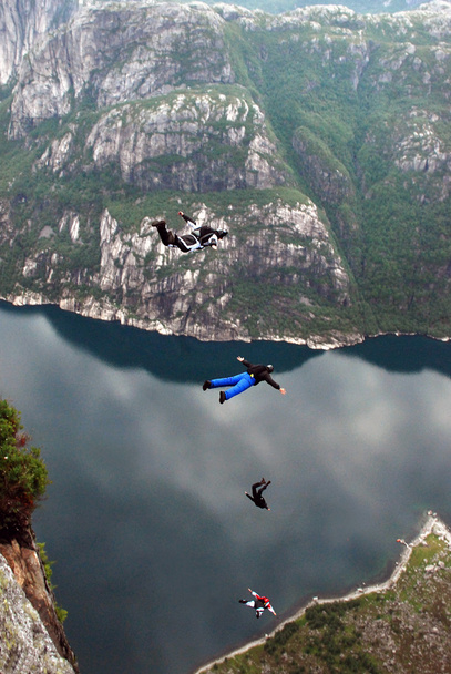 BASE jump off a cliff. - Photo, Image