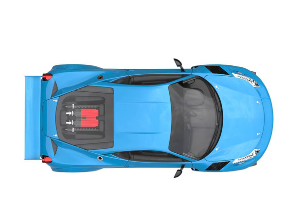 Bright blue sports car - top view - Photo, Image