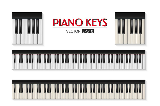 Vector photorealistic piano keyboard icon set isolated on white background. Design template in EPS10. - Διάνυσμα, εικόνα