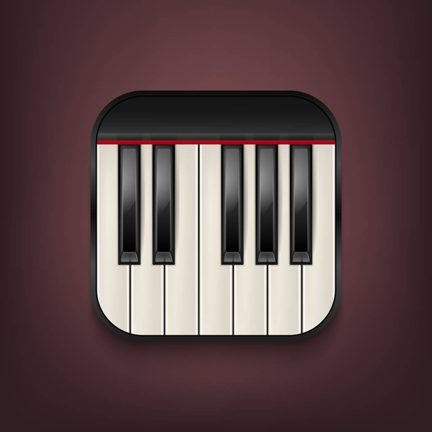 Vector photorealistic piano keyboard icon. Design template in EPS10. - Vector, Imagen