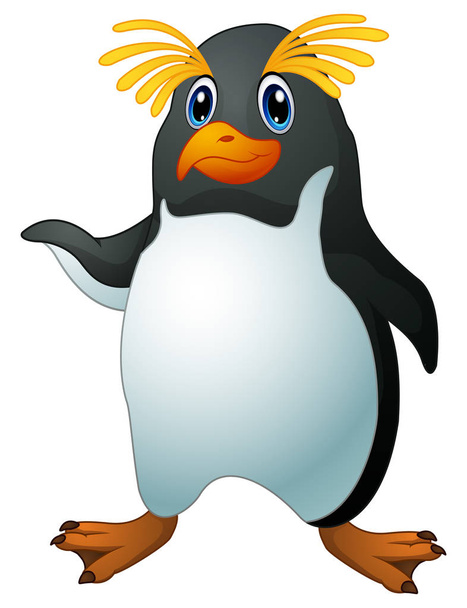 Мультфильм смешной императорский пингвин стоит
 - Вектор,изображение