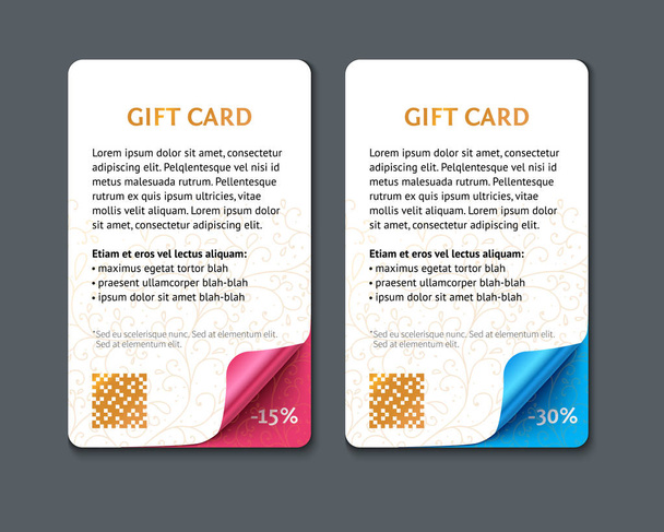 instellen van gift cards met warmgewalste hoeken - Vector, afbeelding