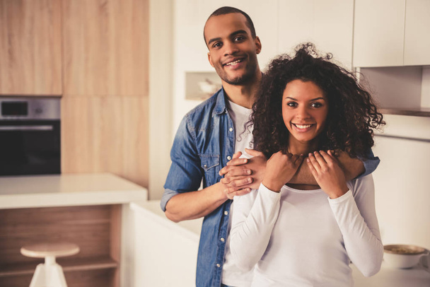 Afro American couple in kitchen - Photo, Image