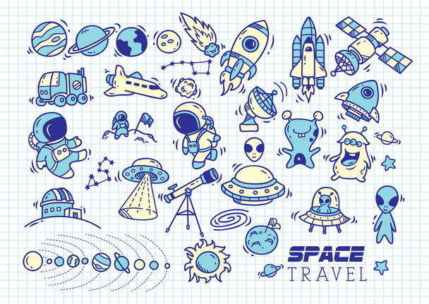 space themed doodle - Vector, Image