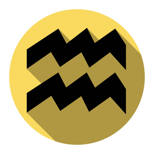 Waterman teken illustratie. Vector. Platte zwarte pictogram met platte schaduw op Koninklijke gele cirkel met een witte achtergrond. Geïsoleerd. - Vector, afbeelding