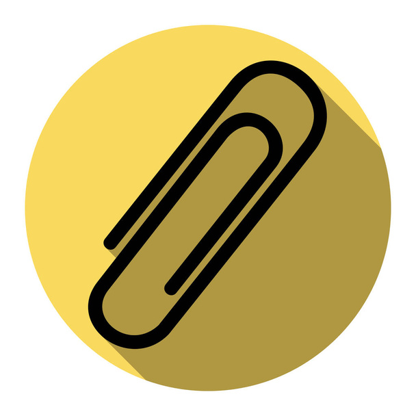 Illustration du panneau clip. Vecteur. Icône noire plate avec ombre plate sur cercle jaune royal avec fond blanc. Isolé
. - Vecteur, image