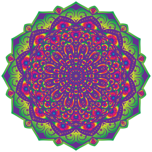 Mandala de flores multicolor, elementos decorativos vintage, patrón oriental, ilustración vectorial
 - Vector, Imagen