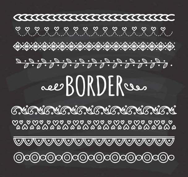 Set of  hand drawn border - Vektör, Görsel