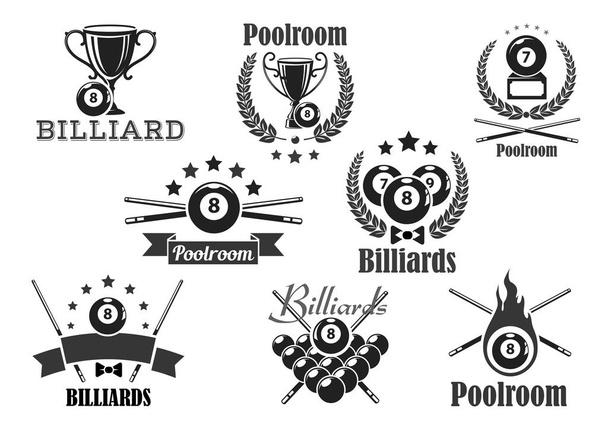 Billiards Championship Sport badge design logo and simple text