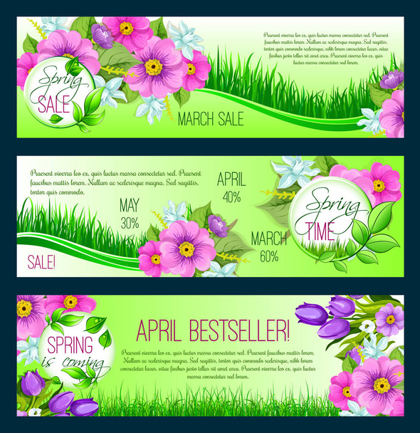 Spring vector floral banners - Vector, Image