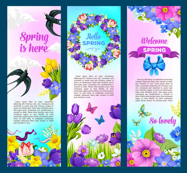 Férias de primavera saudação vetor flores banners
 - Vetor, Imagem