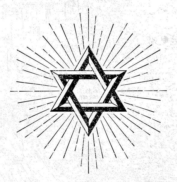 Vintage style star of David symbol  - Vector, Image