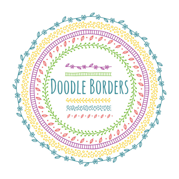 Set of doodle border - Vektor, kép