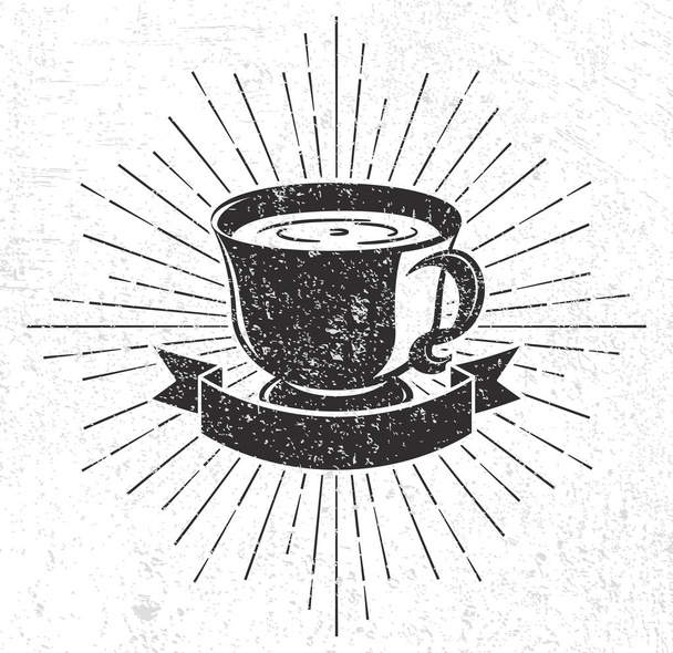 ビンテージ コーヒー カップ  - ベクター画像