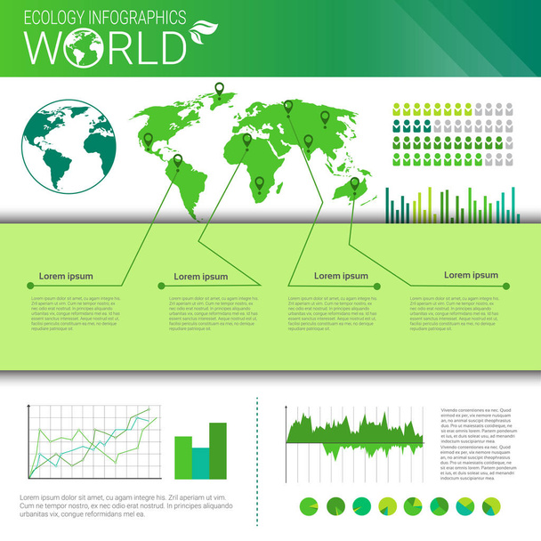 World Environmental Protection Green Energy Ecology Infographics Banner With Copy Space - Vektor, Bild