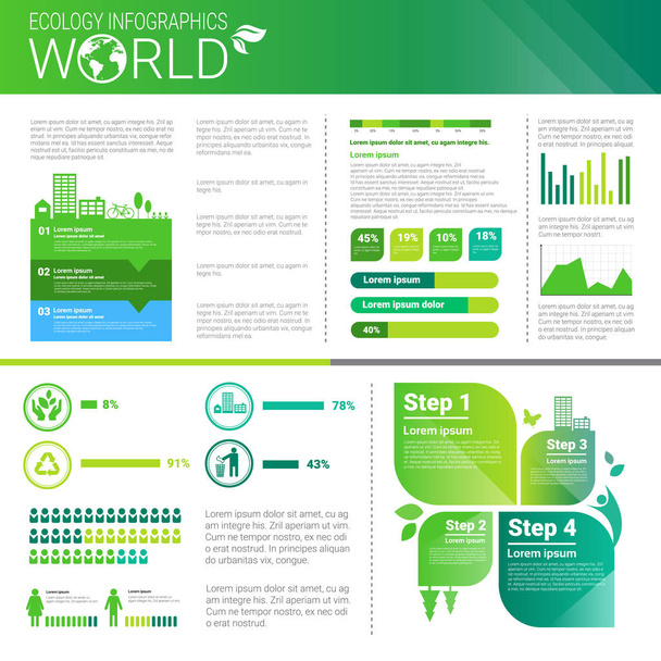 Bandiera infografica mondiale di ecologia di energia verde di protezione ambientale con lo spazio della copia
 - Vettoriali, immagini
