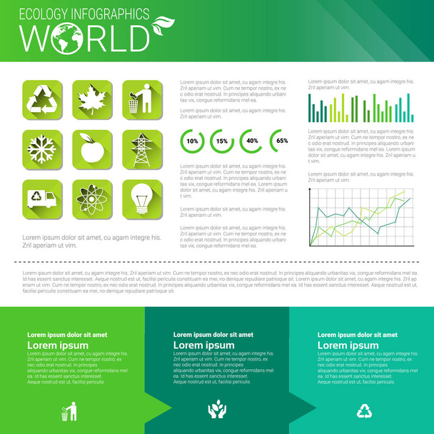 World Environmental Protection Green Energy Ecology Infographics Banner With Copy Space - Vector, Image