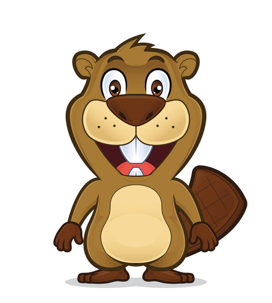 Smiling beaver standing - Vector, Image