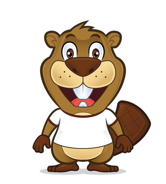Beaver wearing a white t shirt - Vector, Image
