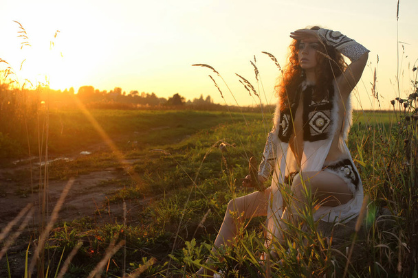 girl clothes amazon nature sunset - Photo, Image