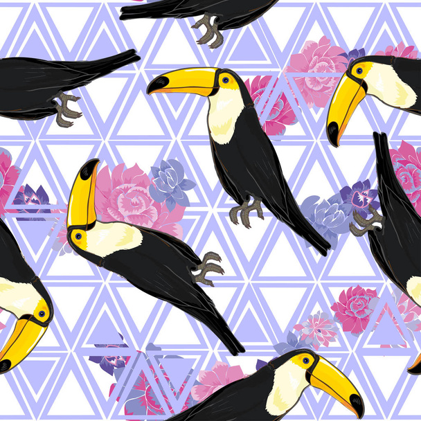 Toucan birds seamless patterm - Wektor, obraz