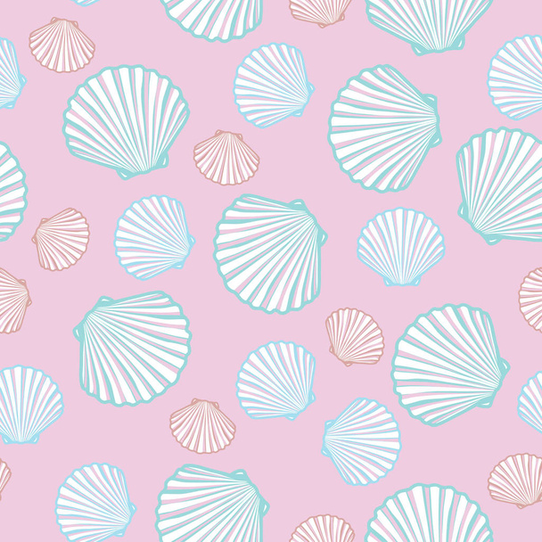 Seashells seamless pattern - Vektör, Görsel