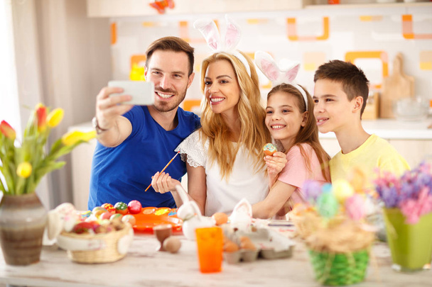 Family Easter selfie together  - Фото, зображення