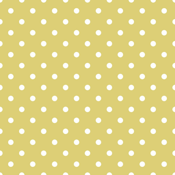 Tile vector pattern with white polka dots on green background - Vector, Image
