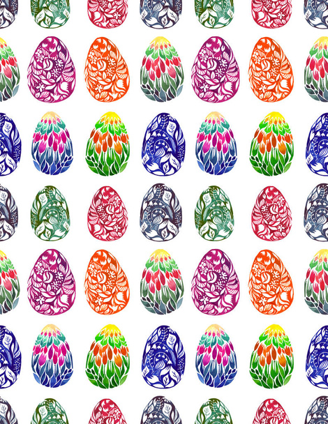 Яркие милые милые абстрактные художественные сложные красочные абстрактные графики красивые красивые прекрасные цветочные травяные пасхальные яйца узор акварели руку эскиз
 - Фото, изображение